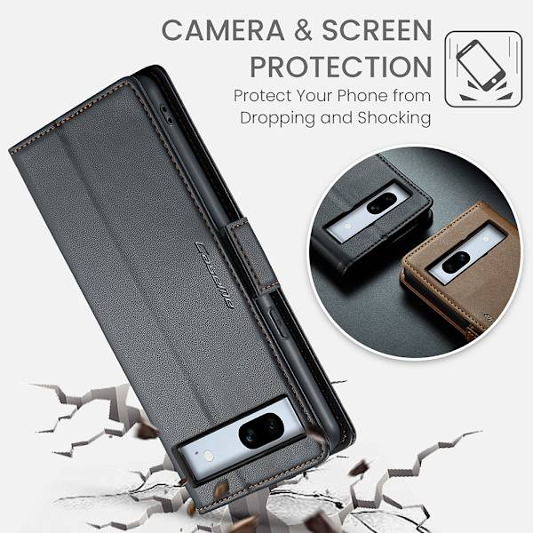 CaseMe Slim Pungetui RFID-beskyttelse Google Pixel 7a Sort