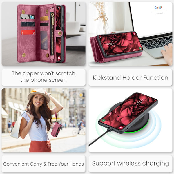 CaseMe Multi-Slot 2 i 1 Pungetui Galaxy S25 Rød