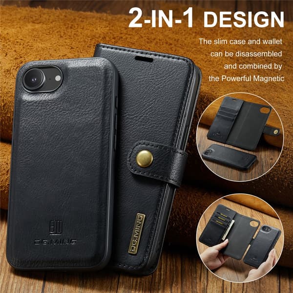 DG.MING 2-i-1 Magnetiskt Plånboksfodral iPhone 16e Svart