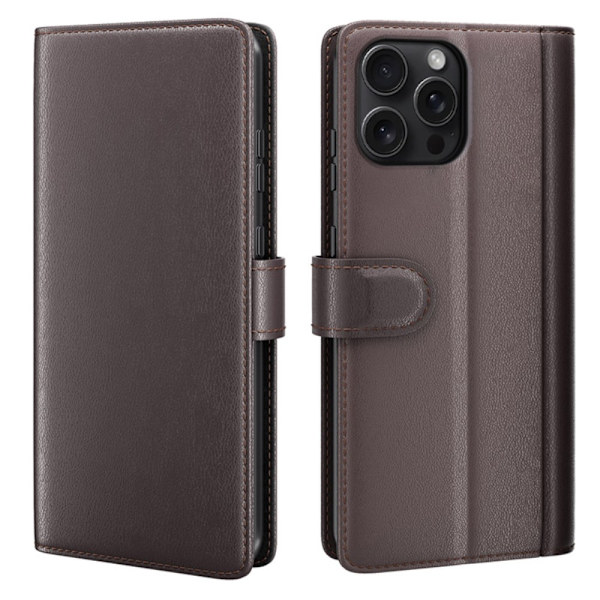 Äkta Läderfodral iPhone 16 Pro Max Brun