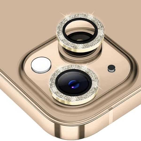 Hat Prince Glitter-linskydd iPhone 15/15 Plus Guld