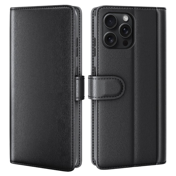 Äkta Läderfodral iPhone 16 Pro Svart