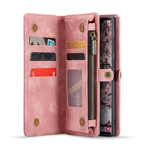 CaseMe Multi-Slot 2-in-1 Lompakko Kotelo Galaxy S25 Ultra Vaaleanpunainen