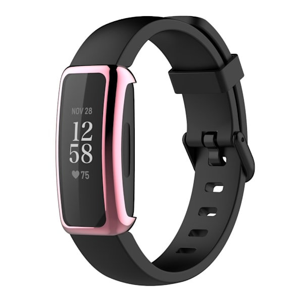 Fitbit Inspire 3:lle tarkoitettu läpinäkyvä TPU-kuori, jossa on vaaleanpunainen kehys