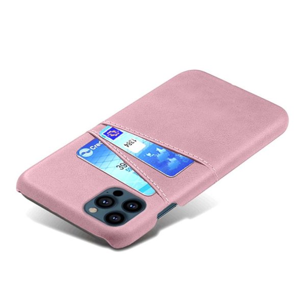 Nahkainen korttikotelo iPhone 13 Prolle, vaaleanpunainen