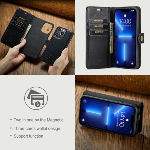 DG.MING 2-i-1 Magnet Pung iPhone 14 Pro Max Sort