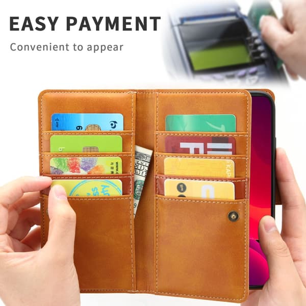Læder Pung Etui Multi-Slot iPhone 13 Mini Cognac