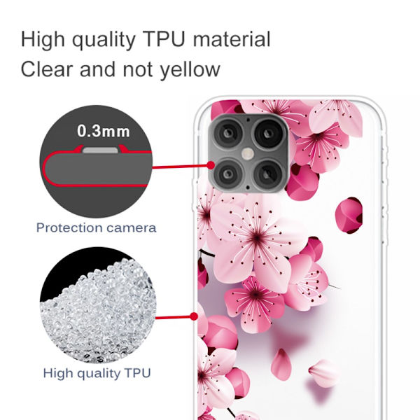 Soft TPU Skal Blommor iPhone 12 Pro Max Rosa