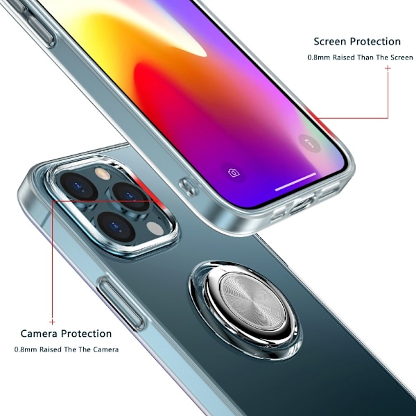 Kuori kääntyvällä rengaspidikkeellä iPhone 13 Prolle, läpinäkyvä