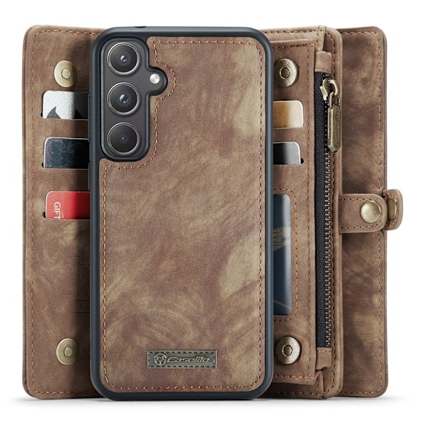 CaseMe Multi-Slot 2 i 1 Plånboksfodral Samsung Galaxy A55 Ruskea