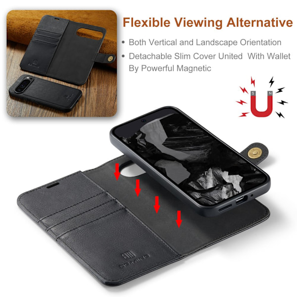 DG.MING 2-in-1 Magnet Wallet Google Pixel 9 Pro XL Black