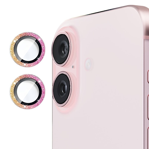 Hat Prince Glitter Linsisuoja iPhone 16 Plus Moniväri