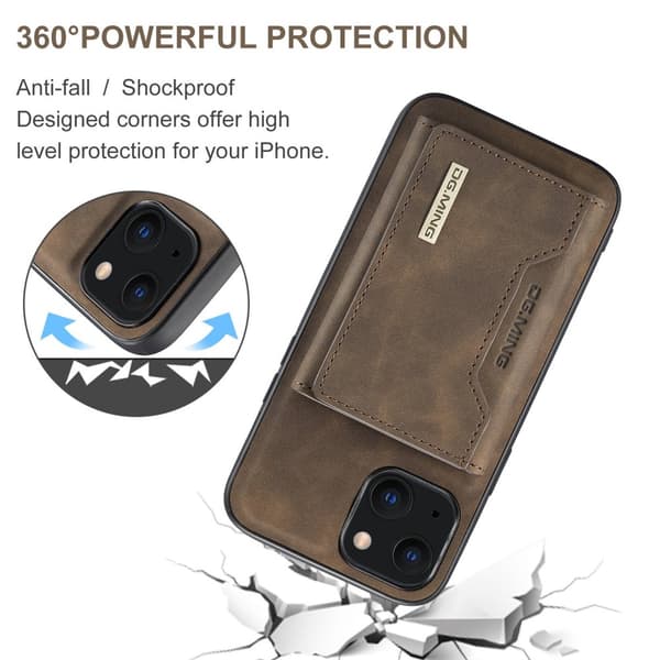 DG.MING 2 i 1 Magnetisk Kortlomme Etui iPhone 14 Brun