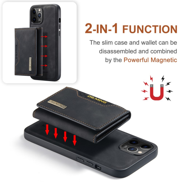 2 in 1 magneettikorttipaikkakotelo Iphone 12/12 Pro Black