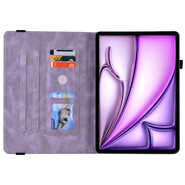 Perhoskuvioinen nahkakotelo iPad Air 11 6. sukupolvelle (2024) - Lila