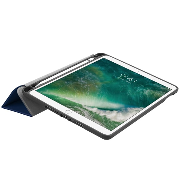 iPad 9.7 5. sukupolven (2017) -kotelo, kolminkertainen kotelo kynätelineellä, sininen
