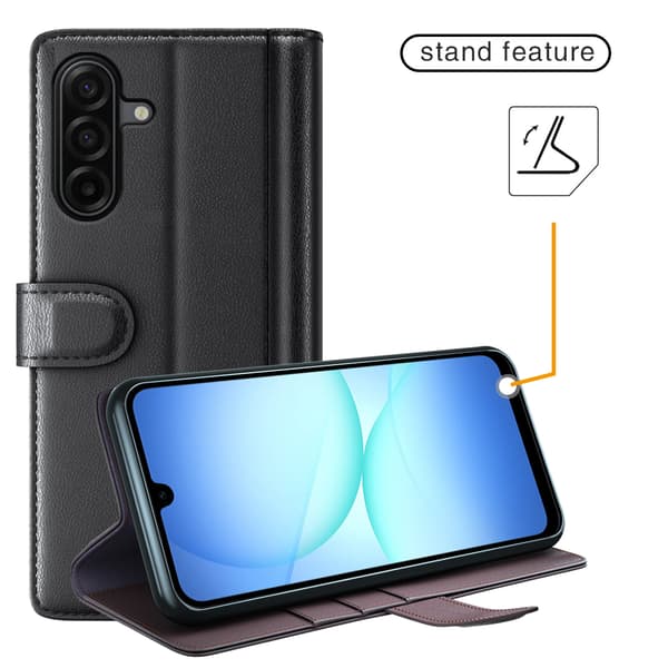 Äkta Läderfodral Samsung Galaxy A17 Svart