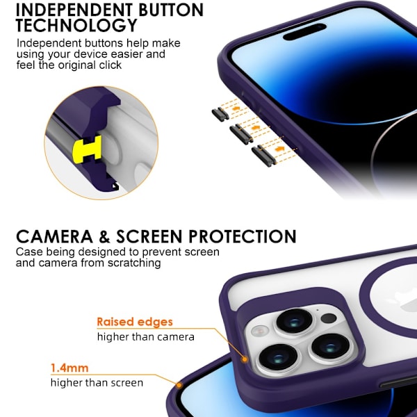 Magneettinen MagSafe-kuori iPhone 16 Prolle, lila