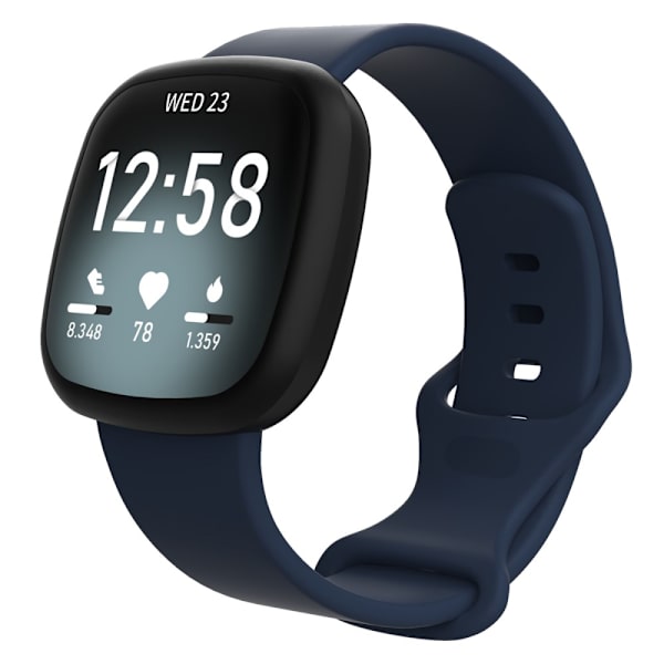 Fitbit Versa 4/Sense 2 -tumman silikoniranneke, tummansininen (L)
