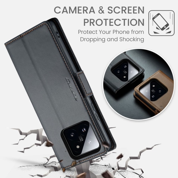 CaseMe Slim Pungetui RFID-beskyttelse Xiaomi 14 Sort
