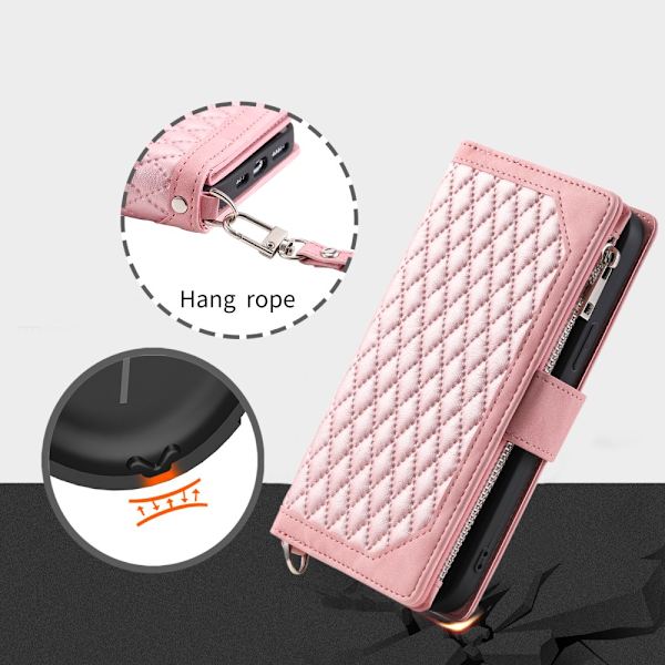 iPhone 15 Plånboksväska Vadderad Rosa