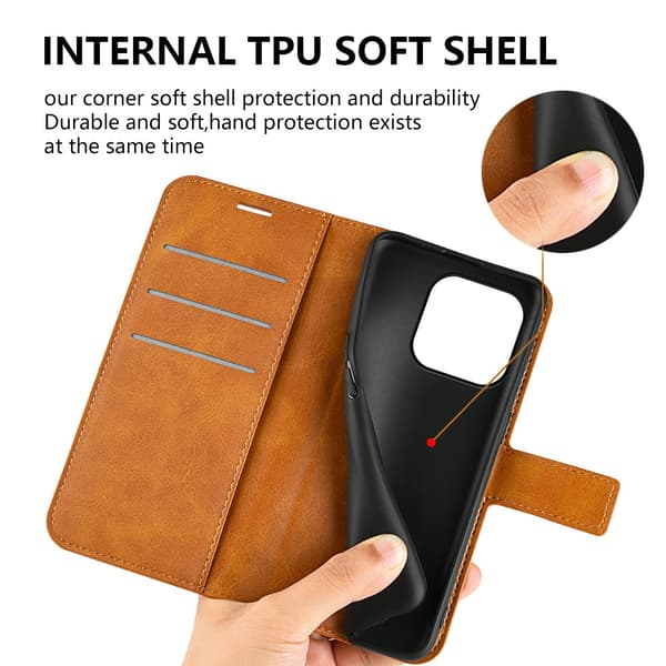iPhone 15 Wallet Läder Cognac
