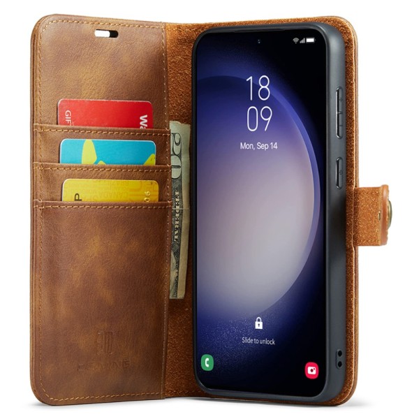 DG.MING 2-in-1 Magnet Wallet Samsung Galaxy S23 FE Cognac