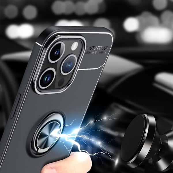 Etui med Ringholder til iPhone 15 Pro Sort
