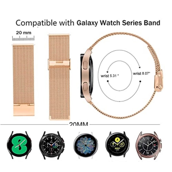Milanese Mesh Bracelet Samsung Galaxy Watch 5 40/44/Pro 45mm Ros