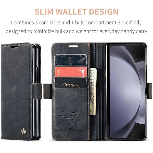 CaseMe Slim Lompakkokotelo Samsung Galaxy Z Fold 5 Musta