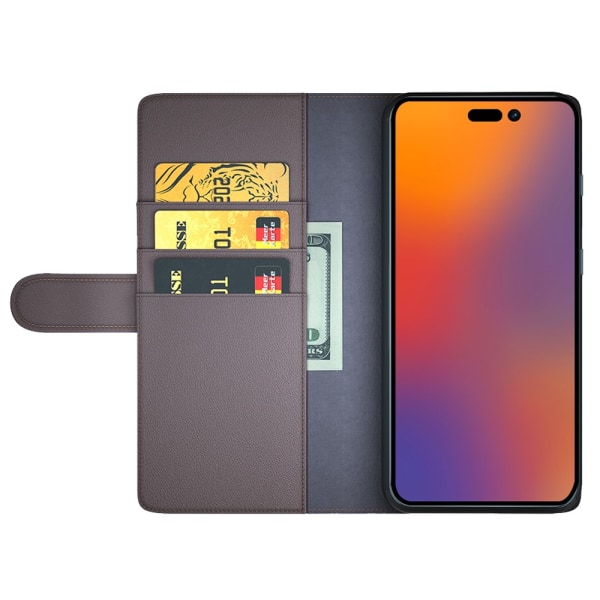 Ægte læder etui iPhone 14 Pro Brun
