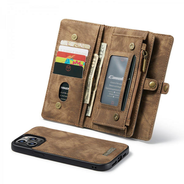 CaseMe Multi-Slot 2 i 1 Pungetui iPhone 13 Pro Brun