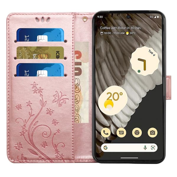 Nahkakotelo Perhoset Google Pixel 8 Pro Pinkki