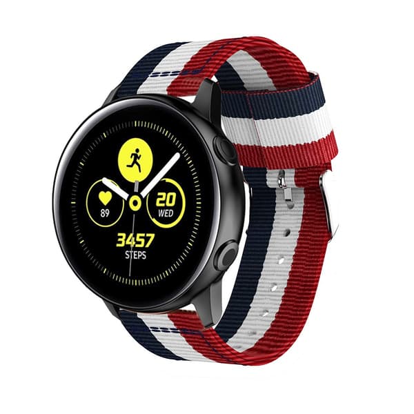 Nylonranneke Samsung Galaxy Watch Active Sininen/Valkoinen/Punainen