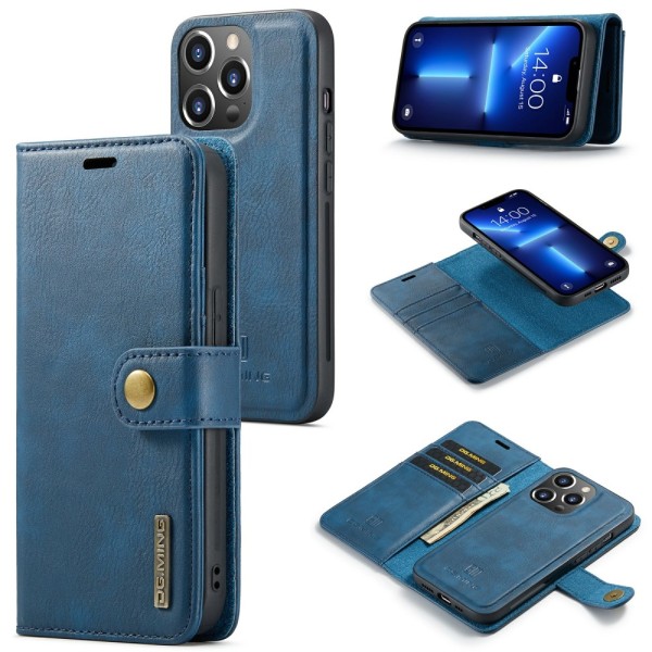 DG.MING 2-in-1 Magnet Wallet iPhone 15 Pro Blue