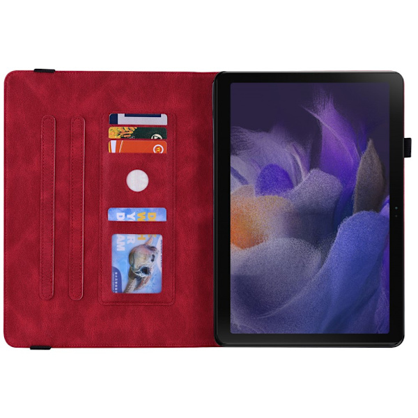 Läderfodral Samsung Galaxy Tab A8 10.5 Fjärilar Röd