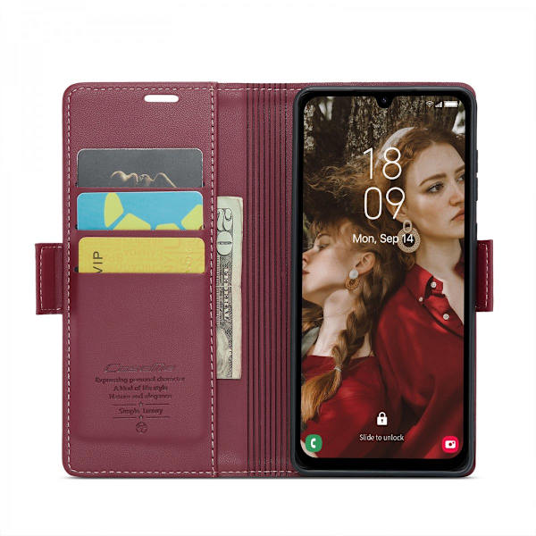 CaseMe Slim Lompakkokotelo RFID-suojalla Samsung Galaxy A15 Punainen
