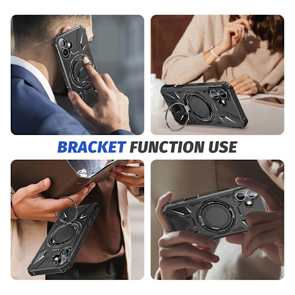 Hybridkuori iPhone 16 MagSafe Ring Musta