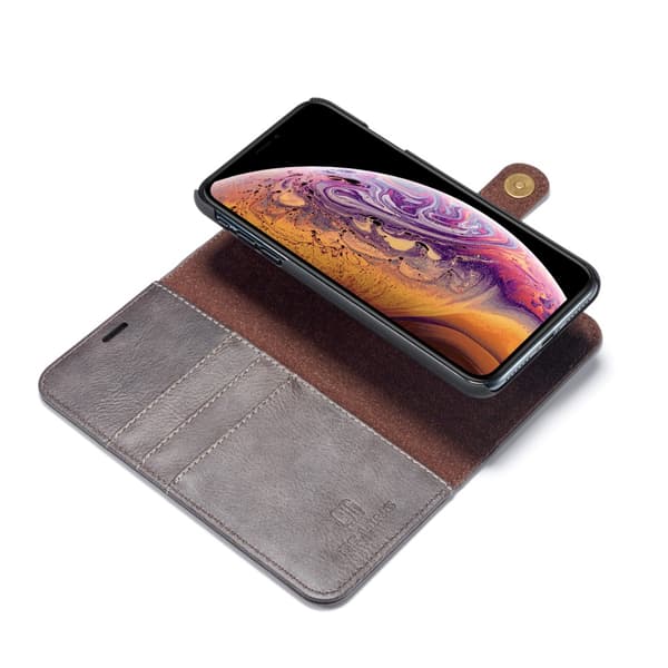 DG.MING 2-i-1 Magnetiskt Plånboksfodral iPhone XS Max Brun