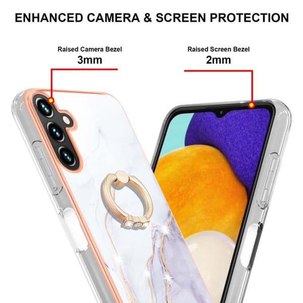 Etui med ringholder til Samsung Galaxy A34 Hvid marmor