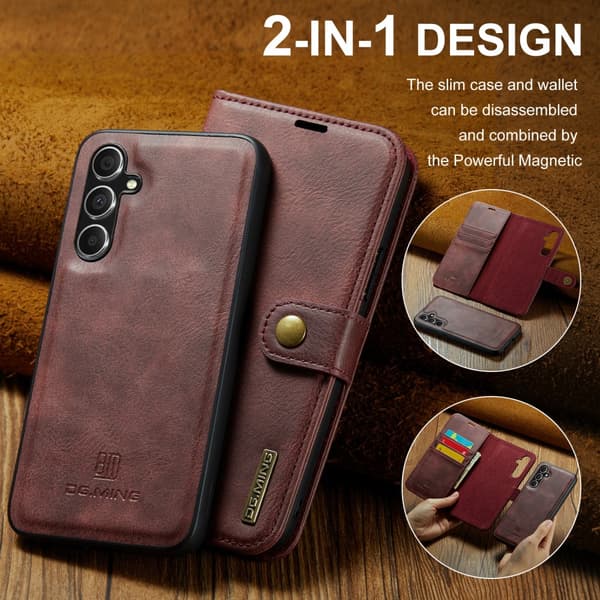 DG.MING 2-i-1 Magnetiskt Plånboksfodral Samsung Galaxy A55 Röd