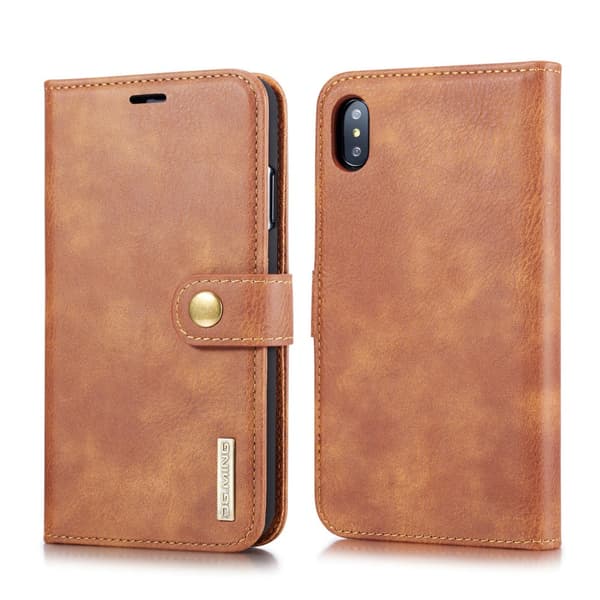 DG.MING 2-i-1 Magnetiskt Plånboksfodral iPhone XS Max Cognac