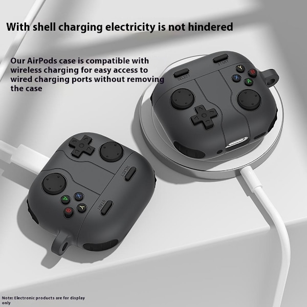 Silikonskal Med Karbinhake Apple AirPods 4 Gamepad Mörkgrå