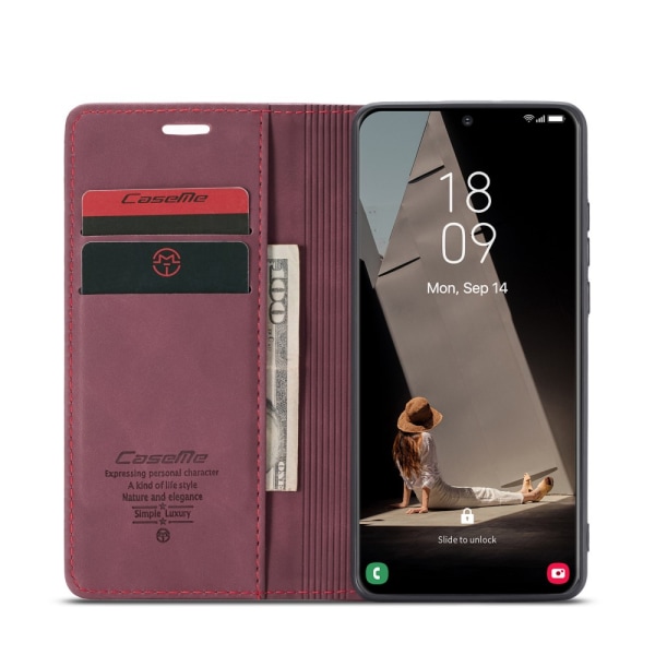 CaseMe Slim Lompakkokotelo Samsung Galaxy S21 FE Red