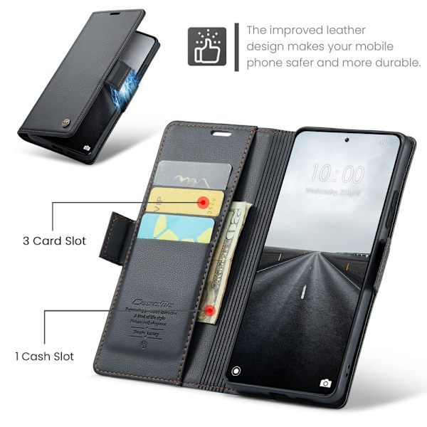 CaseMe Slim Pungetui RFID-beskyttelse Xiaomi 14 Pro Sort