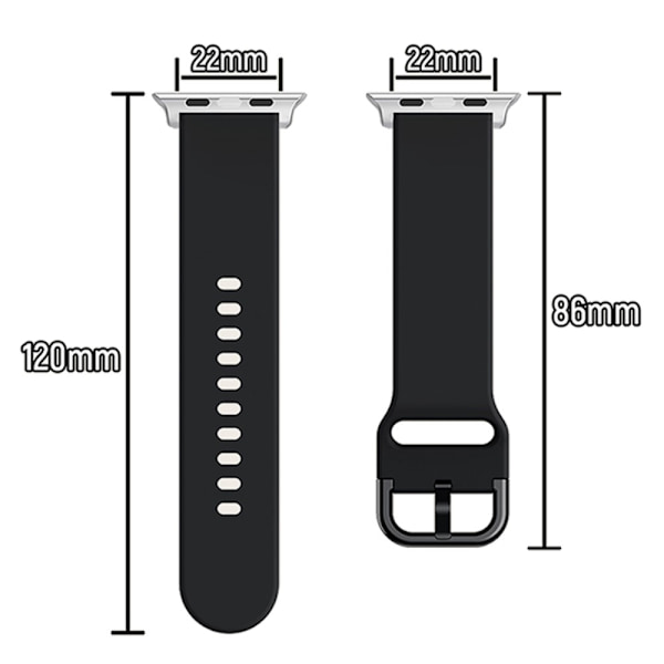 Blødt Silikonarmbånd til Apple Watch 42/44/45/49 mm Sort