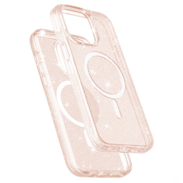 Glitter MagSafe Cover iPhone 15 Pro Transparent Guld