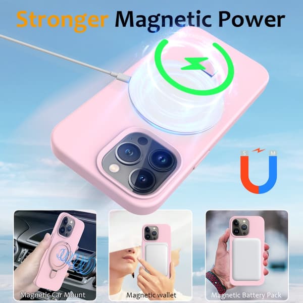 Silikoneskal Kickstand MagSafe iPhone 16 Pro Max Rosa