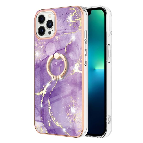 TPU Cover iPhone 15 Pro Max Ring Holder Lilla Marmor