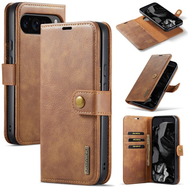 DG.MING 2-in-1 Magnet Wallet Google Pixel 9 Pro XL Cognac
